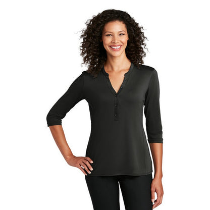 NEW JWMI - Port Authority ® Ladies UV Choice Pique Henley - Black