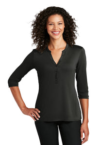 NEW JWMI - Port Authority ® Ladies UV Choice Pique Henley - Black