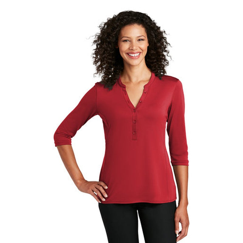 NEW JWMI - Port Authority ® Ladies UV Choice Pique Henley - Rich Red