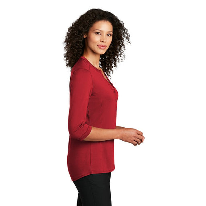 NEW JWMI - Port Authority ® Ladies UV Choice Pique Henley - Rich Red