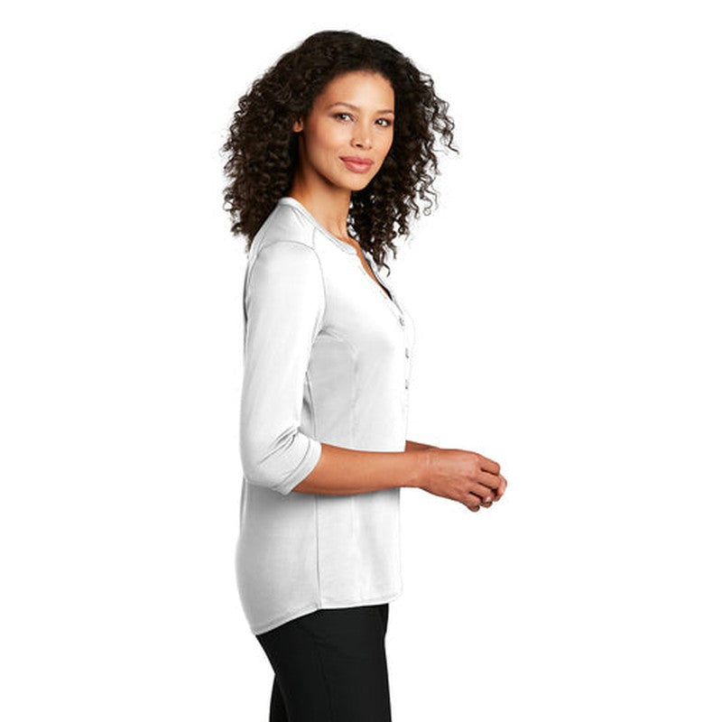 NEW JWMI - Port Authority ® Ladies UV Choice Pique Henley - White