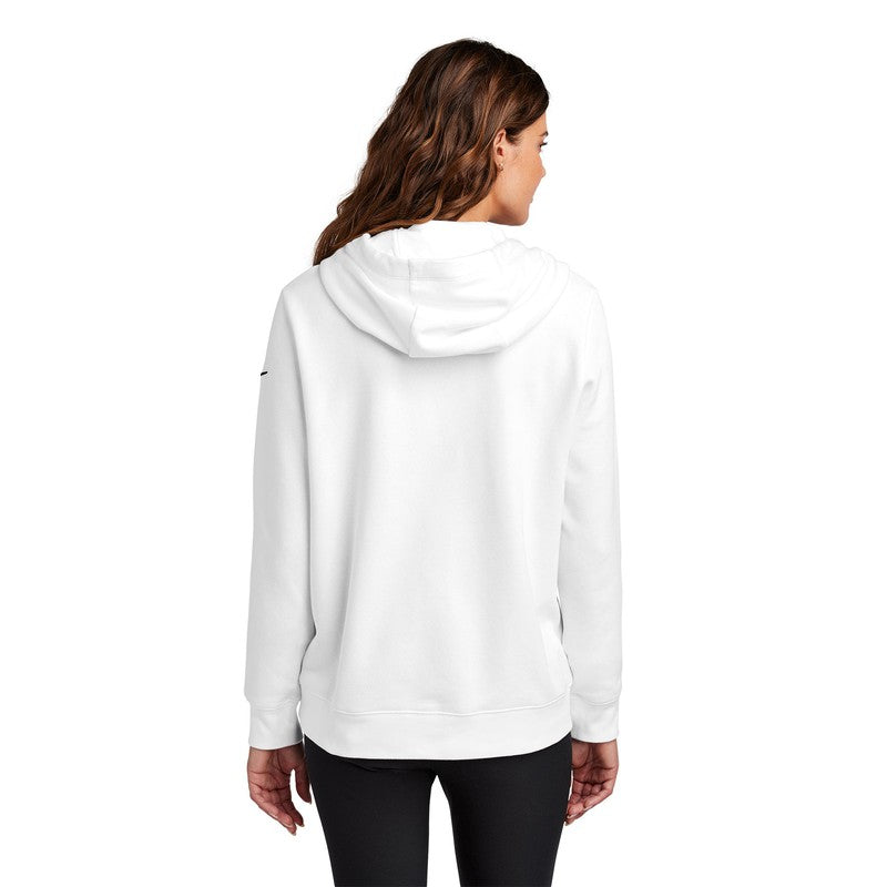 STRAYER Nike Ladies Club Fleece Sleeve Swoosh Pullover Hoodie - WHITE