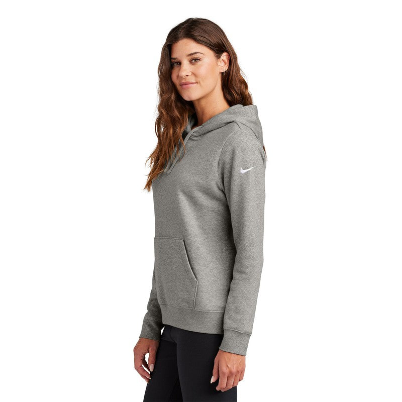 STRAYER Nike Ladies Club Fleece Sleeve Swoosh Pullover Hoodie - Dark Grey Heather