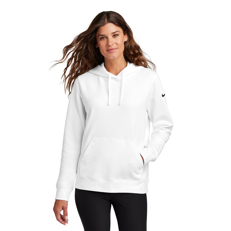 STRAYER Nike Ladies Club Fleece Sleeve Swoosh Pullover Hoodie - WHITE
