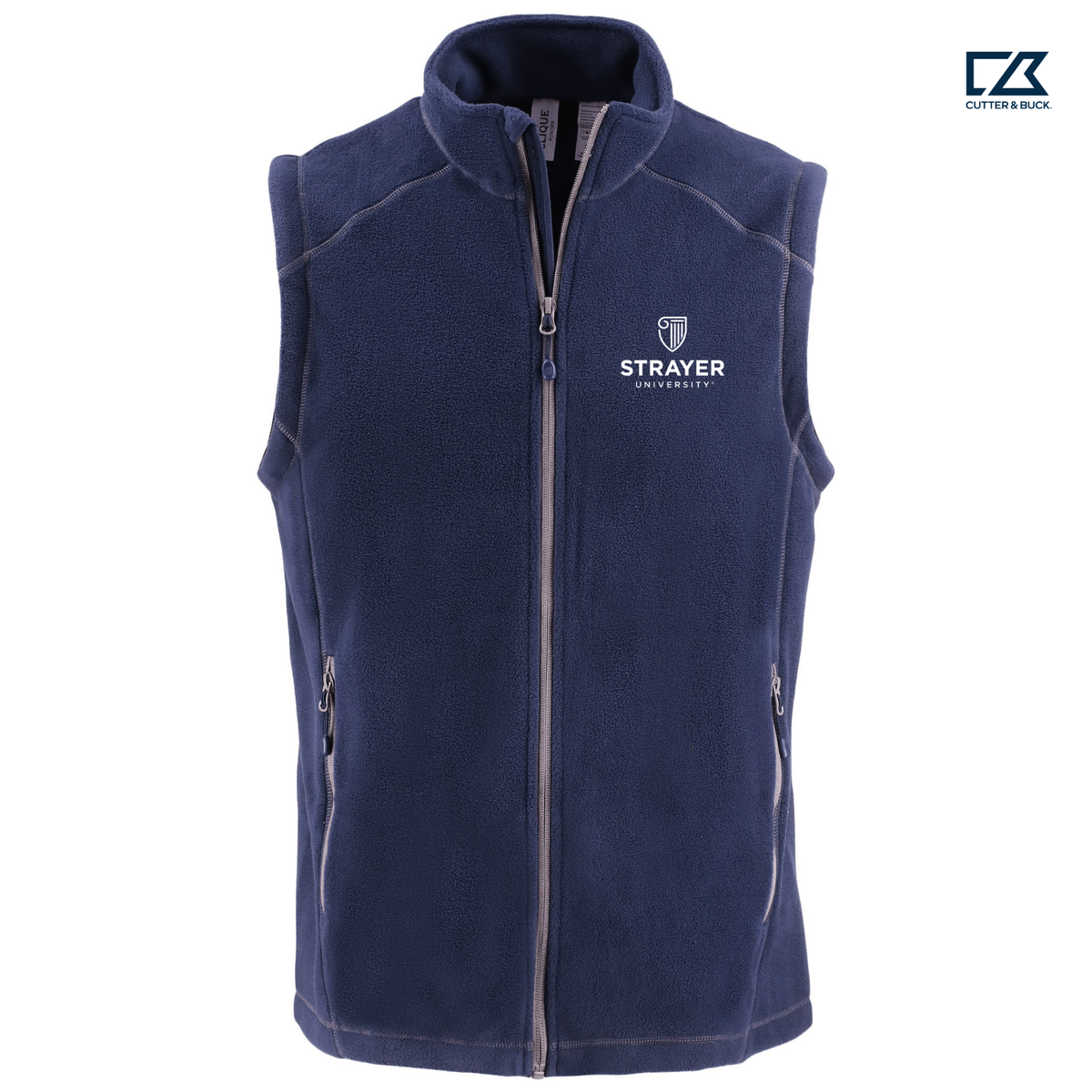 STRAYER Clique Powder Recycled Fleece Mens Full Zip Vest - Dark Navy