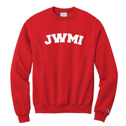 JWMI Letters Champion® Powerblend® Unisex Crewneck Sweatshirt - SCARLET