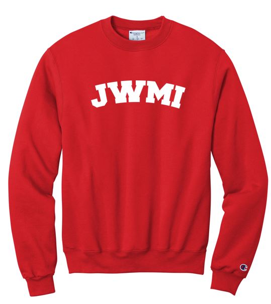 JWMI Letters Champion® Powerblend® Unisex Crewneck Sweatshirt - SCARLET