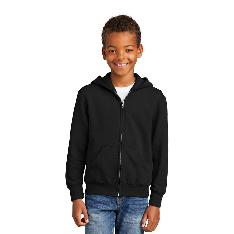 STRAYER Port & Company® Youth Core Fleece Full-Zip Hooded Sweatshirt - BLACK
