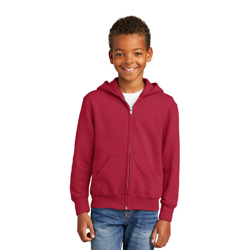 STRAYER Port & Company® Youth Core Fleece Full-Zip Hooded Sweatshirt - RED