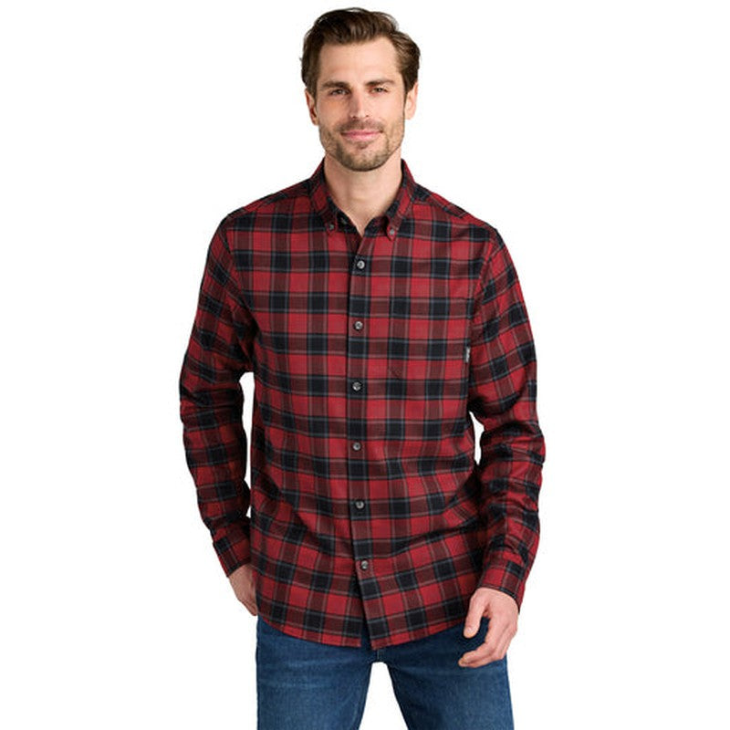 STRAYER - Eddie Bauer® Long Sleeve Favorite Flannel Plaid Shirt - Red Highland Plaid