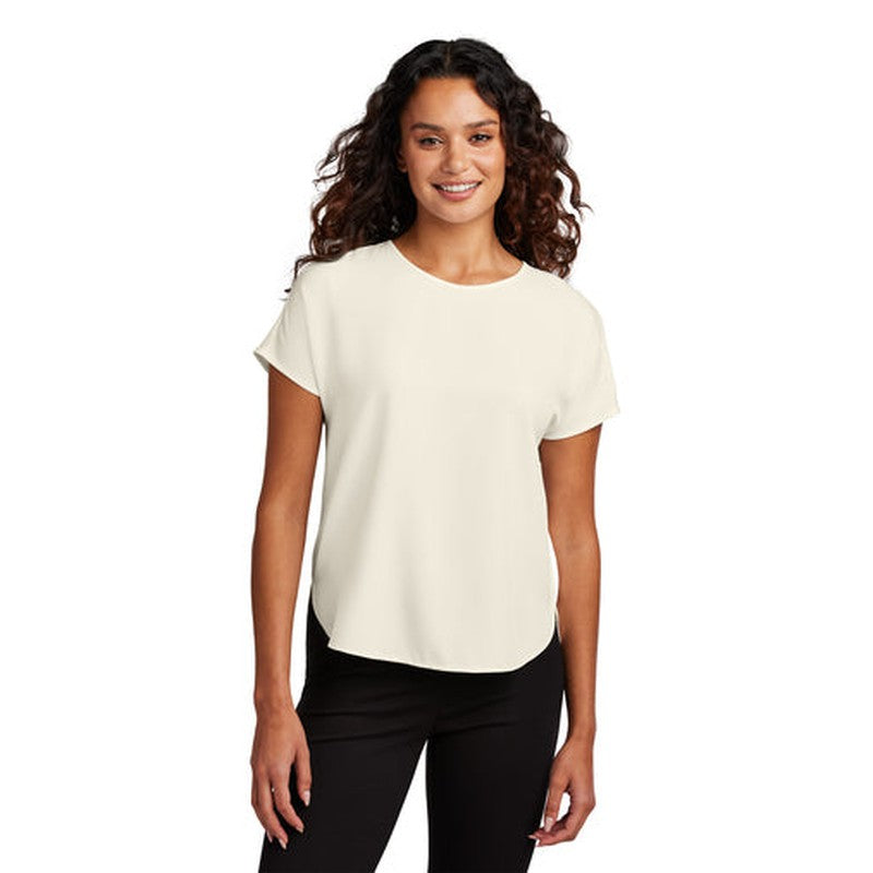 STRAYER ALUMNI ASSOCIATION Mercer+Mettle® Women's Stretch Crepe Crew - Ivory Chiffon