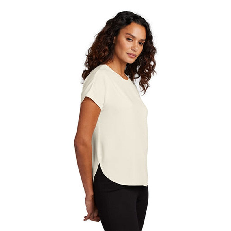 NEW JWMI - Mercer+Mettle® Women's Stretch Crepe Crew - Ivory Chiffon