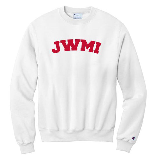 JWMI Letters Champion® Powerblend® Unisex Crewneck Sweatshirt - White