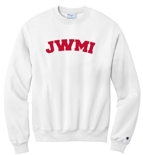 JWMI Letters Champion® Powerblend® Unisex Crewneck Sweatshirt - White
