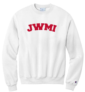 JWMI Letters Champion® Powerblend® Unisex Crewneck Sweatshirt - White