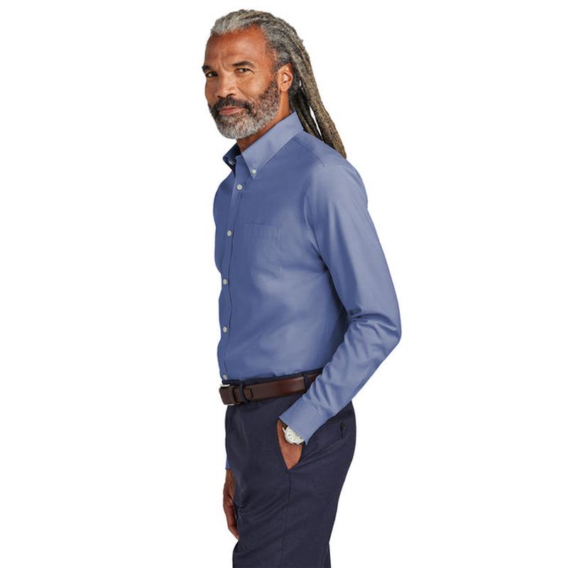 NEW STRAYER Brooks Brothers® Tall Wrinkle-Free Stretch Pinpoint Shirt - Cobalt Blue