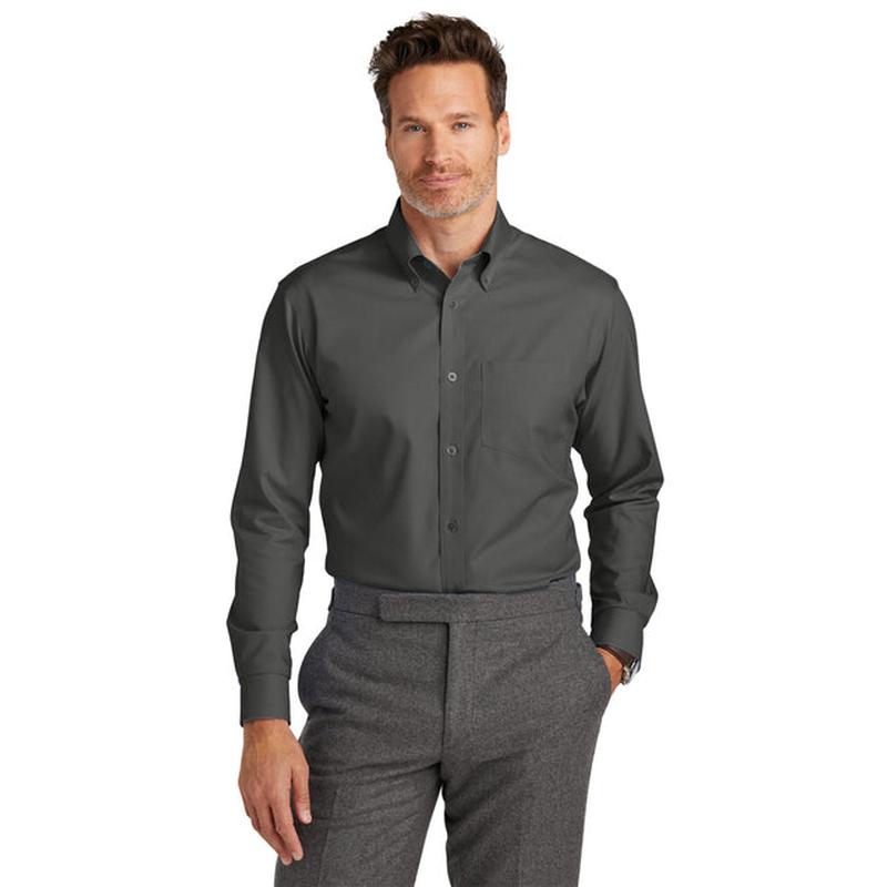 NEW STRAYER Brooks Brothers® Tall Wrinkle-Free Stretch Nailhead Shirt - Deep Black
