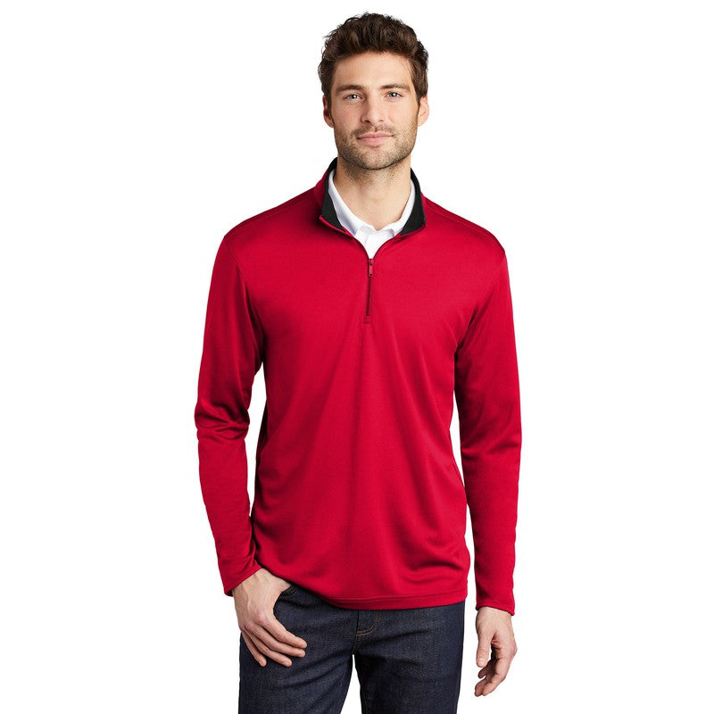 STRAYER Port Authority ® Silk Touch ™ Performance 1/4-Zip Red/ Black