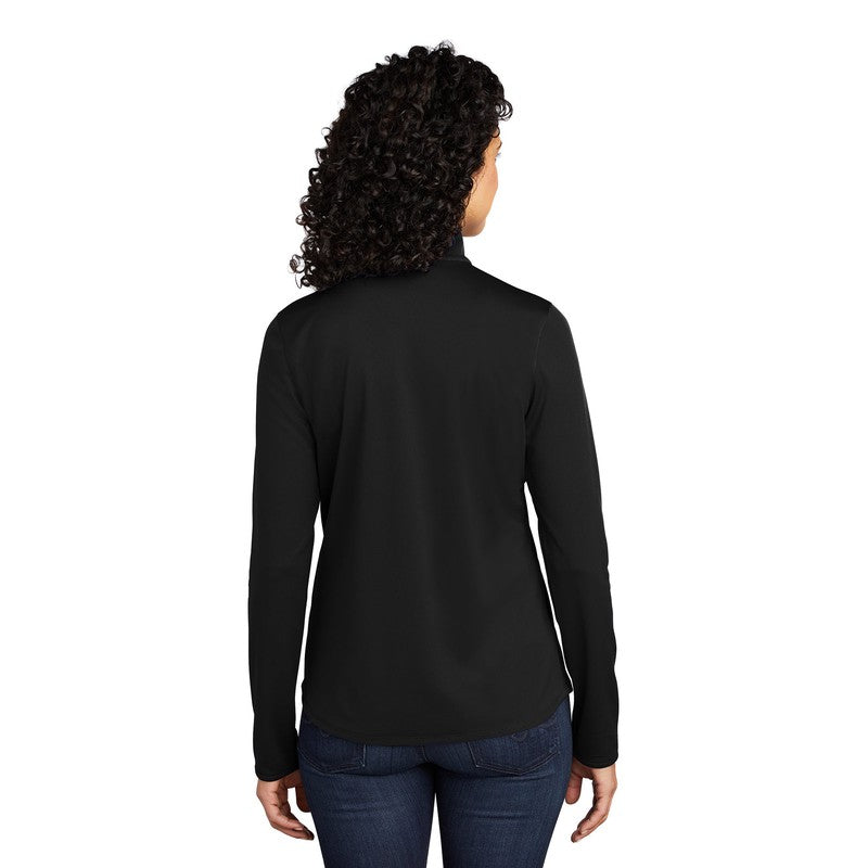 STRAYER Port Authority Ladies Silk Touch ™ Performance 1/4-Zip -Black/ Steel Grey