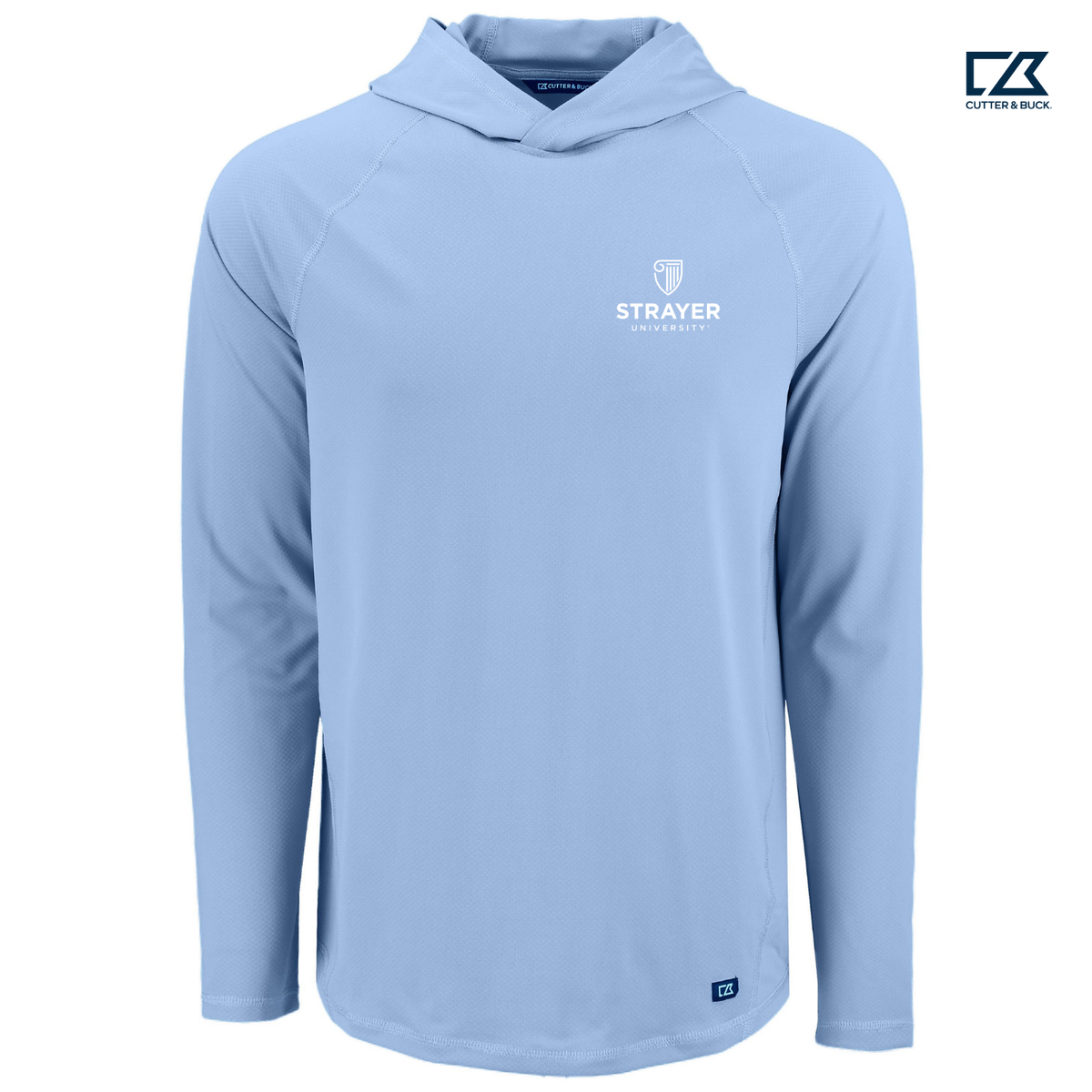 STRAYER Cutter & Buck Prospect Recycled Featherlight Stretch Mens Hooded Pullover - Atlas Blue