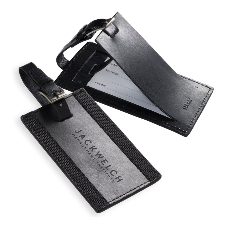 JWMI Black Leather Luggage Tag