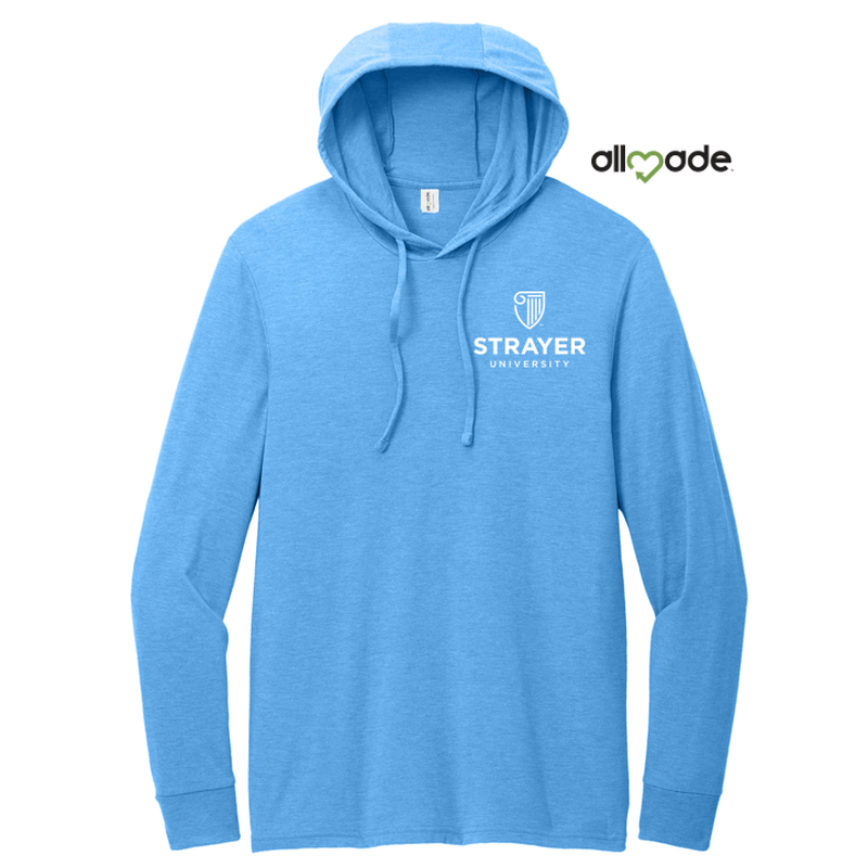 STRAYER Allmade® Unisex Tri-Blend Hoodie Tee - Azure Blue