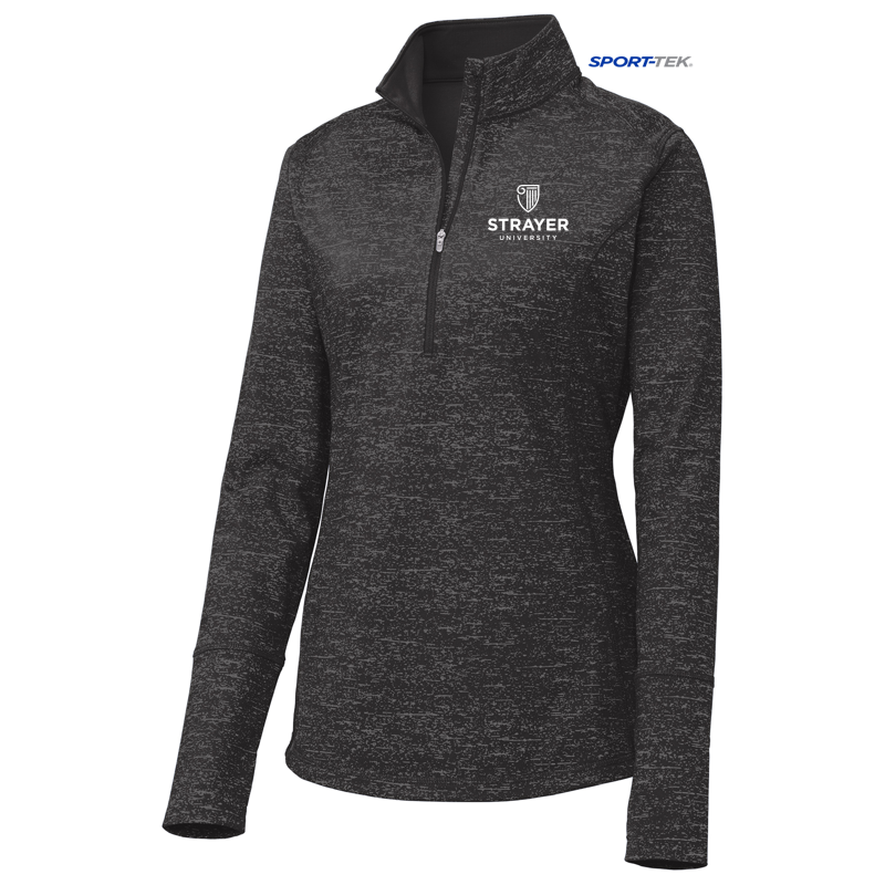 STRAYER Sport-Tek ® Ladies Sport-Wick ® Stretch Reflective Heather 1/2-Zip Pullover - Black