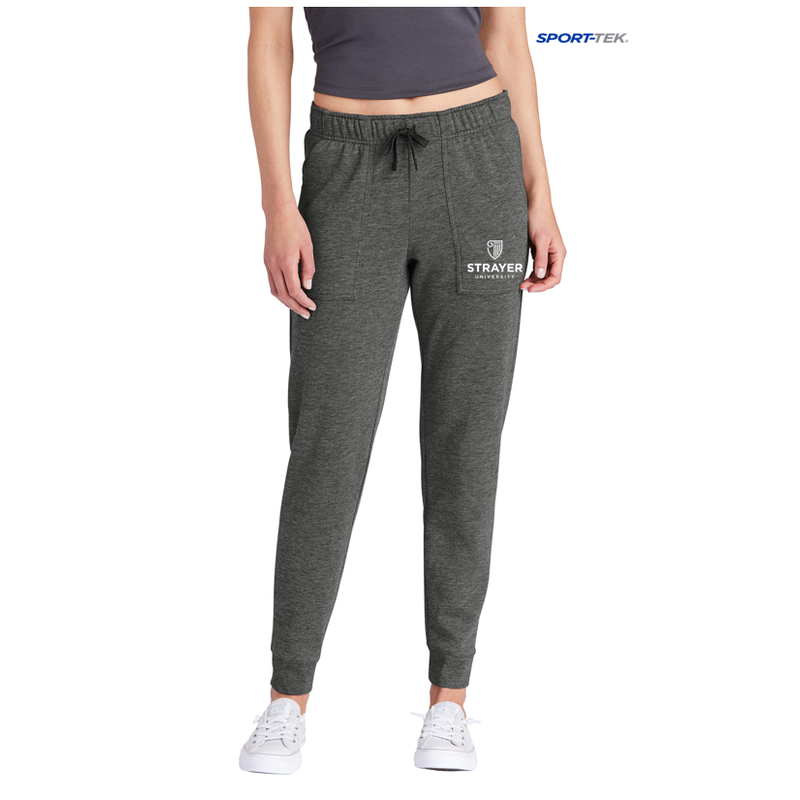 STRAYER Sport-Tek ® Ladies PosiCharge ® Tri-Blend Wicking Fleece Jogger-Dark Grey Heather