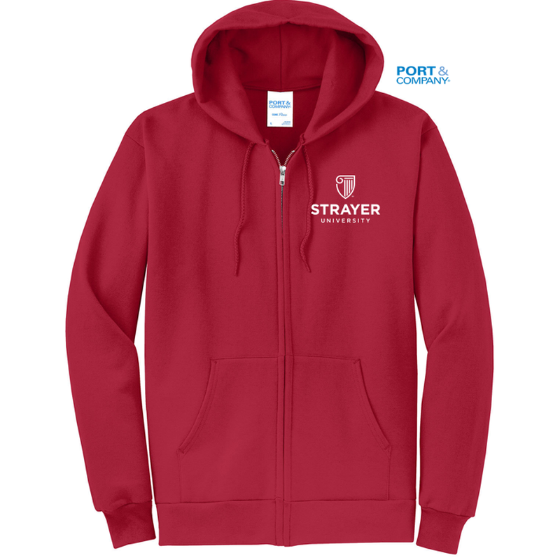STRAYER Port & Company® Core Fleece Full-Zip Hooded Sweatshirt-RED