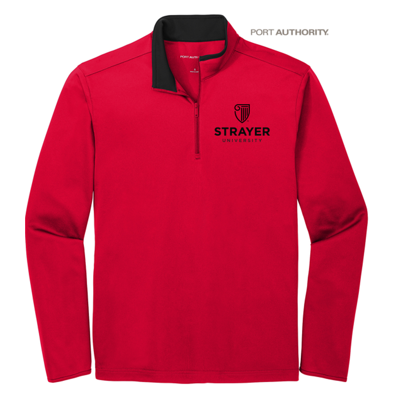 STRAYER Port Authority ® Silk Touch ™ Performance 1/4-Zip Red/ Black