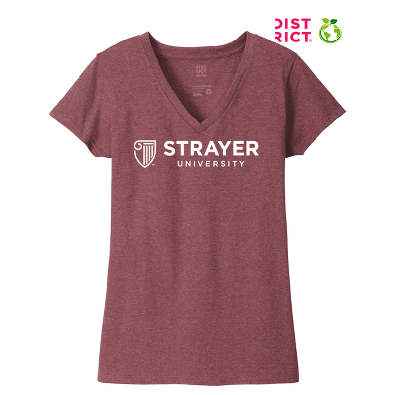 STRAYER District ® Women’s Re-Tee ® V-Neck - Maroon Heather