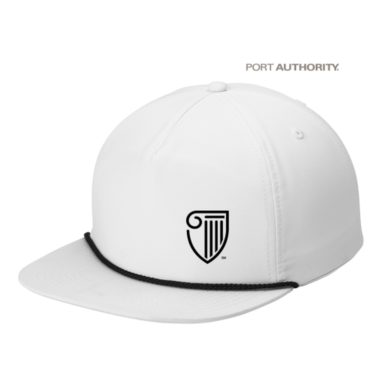 STRAYER Port Authority® 5-Panel Poly Rope Cap - WHITE/BLACK