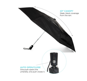 JWMI 44" totes® 3 Section Auto Open/Close Umbrella - Black