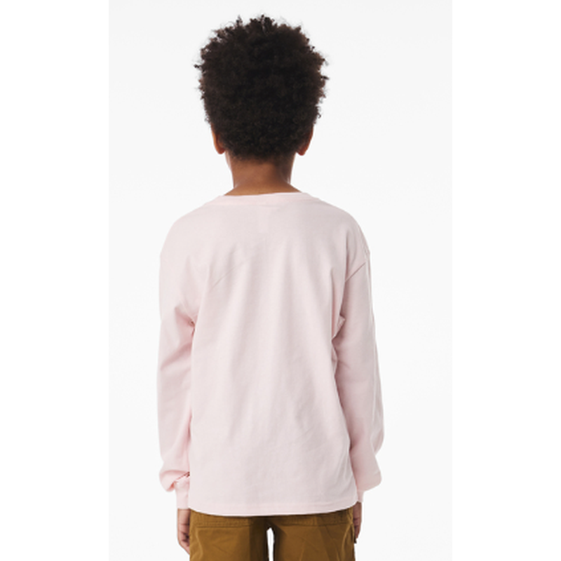 NEW Strayer BELLA+CANVAS® Youth 6-Ounce Heavyweight Long Sleeve Tee - Soft Pink