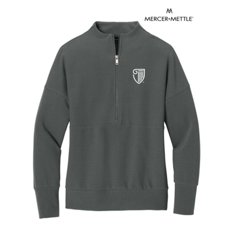 NEW STRAYER Mercer+Mettle® Women’s Linear Texture 1/4-Zip (1-in logo) - Storm Grey