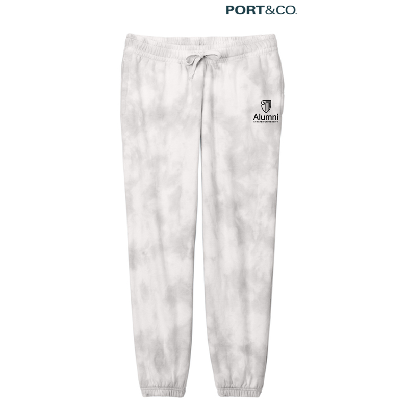 STRAYER ALUMNI Port & Company® Women's Beach Wash® Cloud Tie-Dye Sweatpant (3.5" logo) - Dove Grey