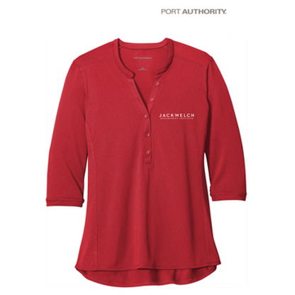 NEW JWMI - Port Authority ® Ladies UV Choice Pique Henley - Rich Red