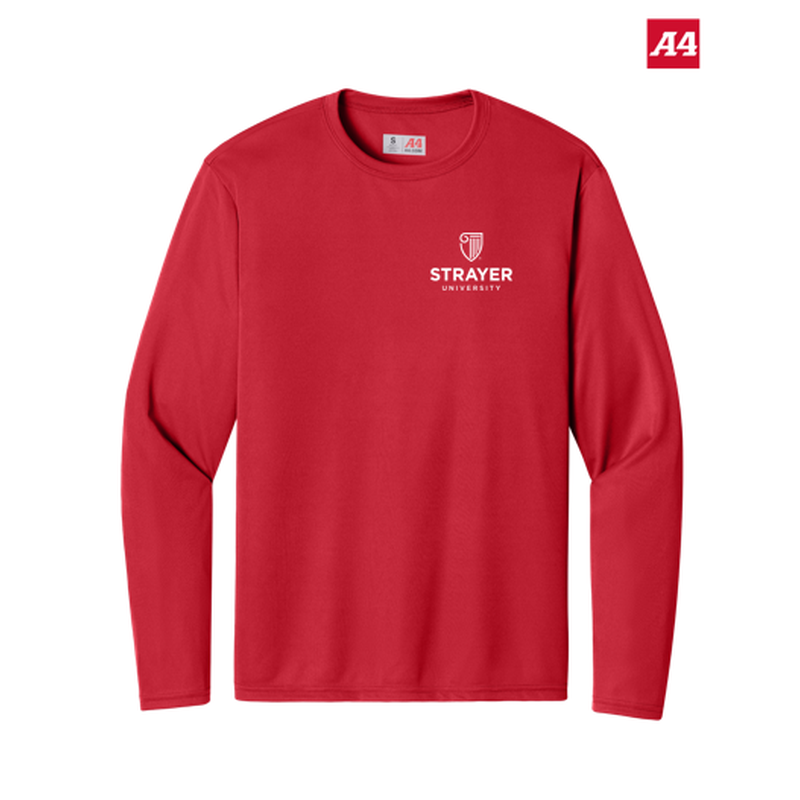 NEW Strayer A4 Cooling Performance Long Sleeve Tee - Red