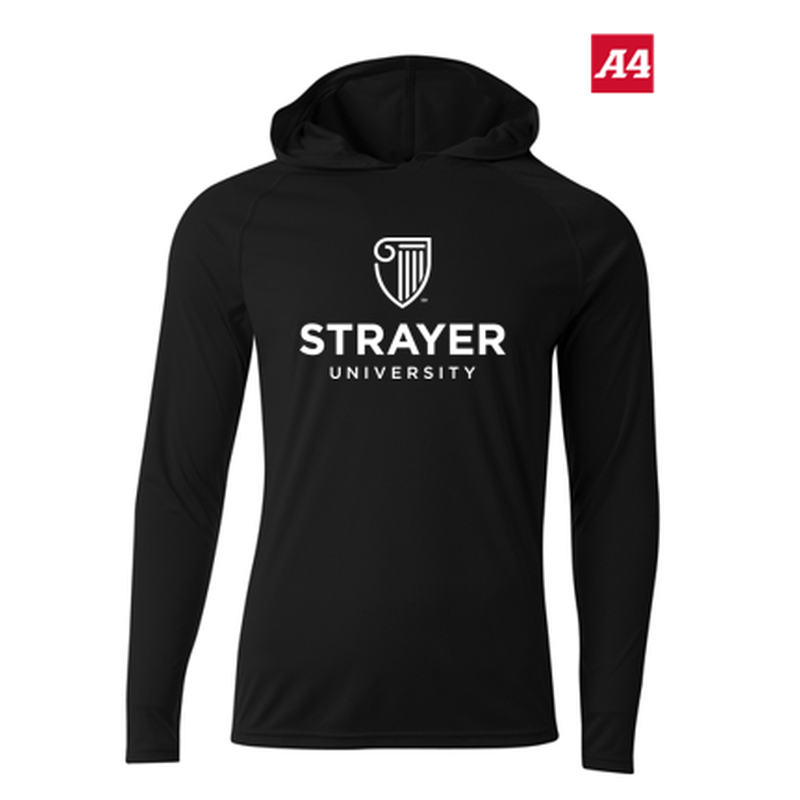 NEW Strayer A4 Cooling Performance Long Sleeve Hooded Tee - Black