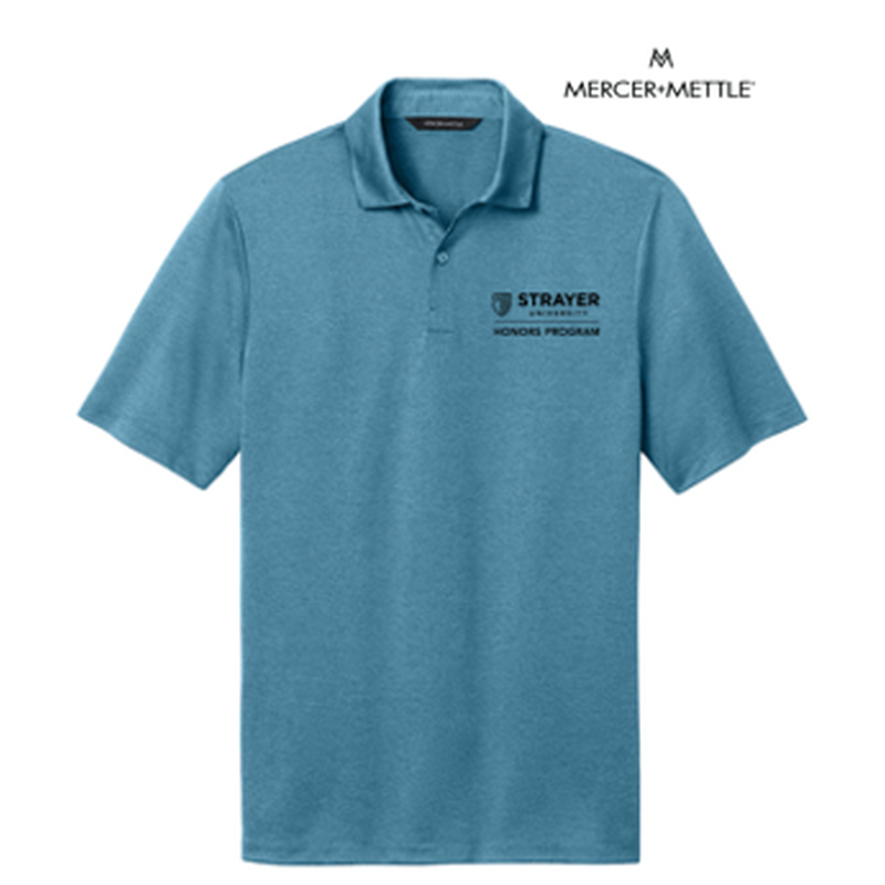 STRAYER HONORS Mercer+Mettle® Recharge Jersey Polo (4-in logo) - Harbor Blue Heather