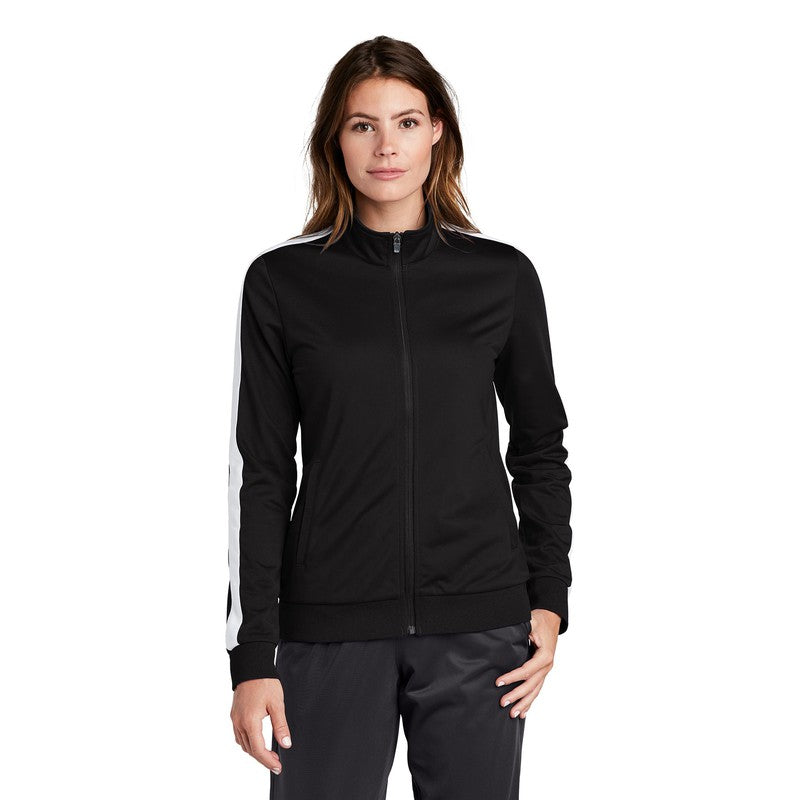 STRAYER Sport-Tek ® Ladies Tricot Track Jacket-Black/White