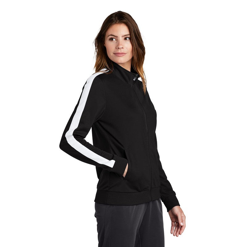 STRAYER Sport-Tek ® Ladies Tricot Track Jacket-Black/White