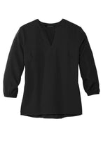 JWMI Mercer+Mettle™ Women's Stretch Crepe 3/4-Sleeve Blouse - DEEP BLACK