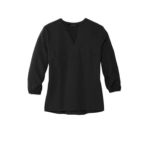 JWMI Mercer+Mettle™ Women's Stretch Crepe 3/4-Sleeve Blouse - DEEP BLACK