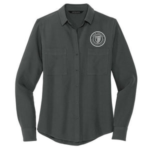 JWMI Mercer+Mettle™ Women's Stretch Crepe Long Sleeve Camp Blouse - Anchor Grey