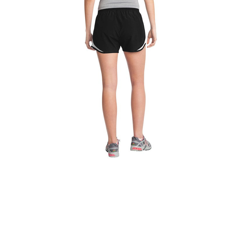 STRAYER Sport-Tek® Ladies Cadence Short-BLACK/WHITE