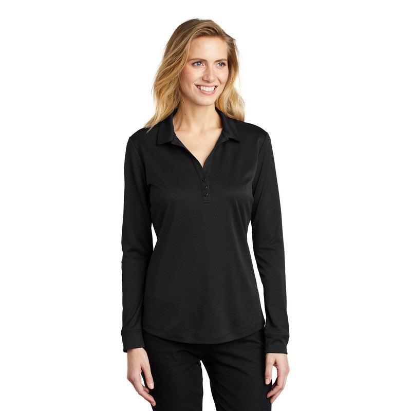 STRAYER Port Authority ® Ladies Silk Touch™ Performance Long Sleeve Polo-Black