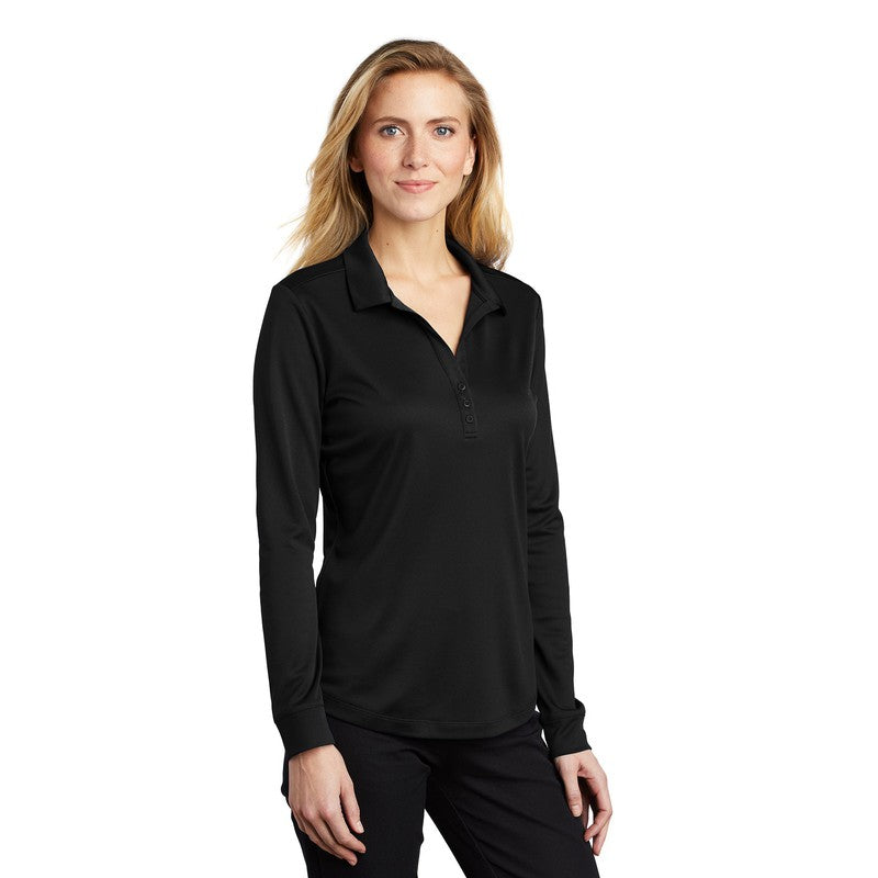 STRAYER Port Authority ® Ladies Silk Touch™ Performance Long Sleeve Polo-Black