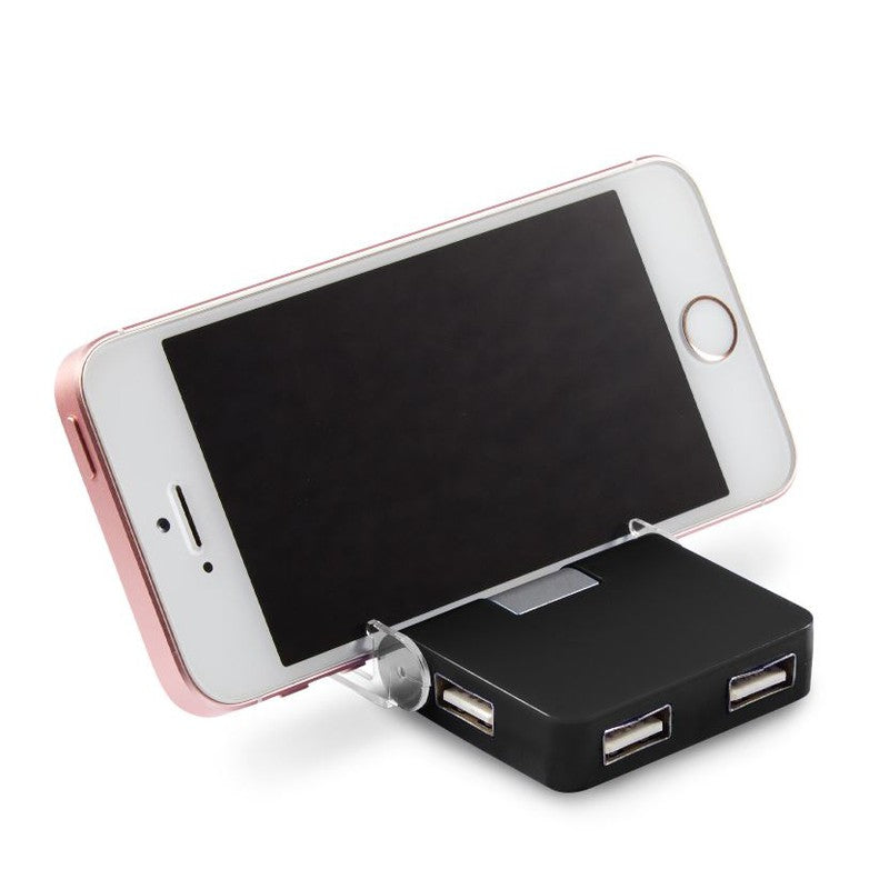 STRAYER 4-PORT USB HUB WITH PHONE HOLDER - BLACK