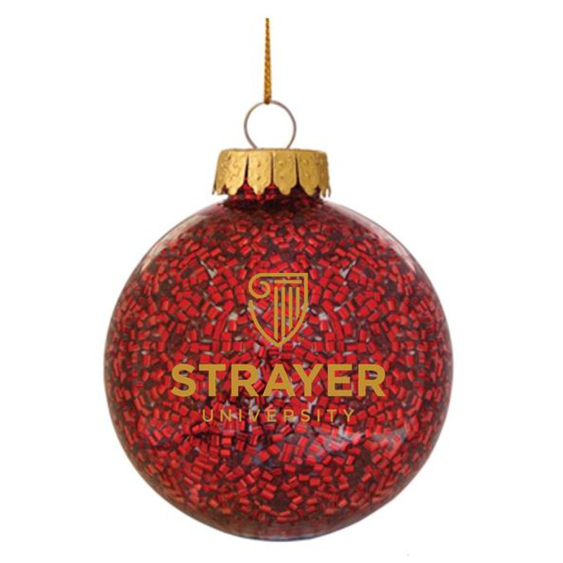 STRAYER Holiday Glitz Ornament - Red with Gold Logo